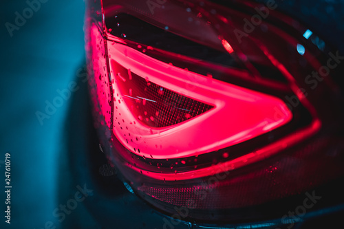 Red backlight of a sports car