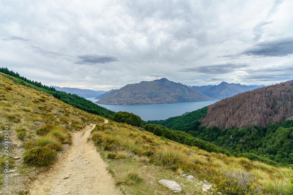 hiking the ben lomond track, view of lake wakatipu at queenstown, new zealand 2