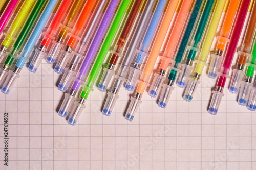 Writing materials. Colored gel rods for pens