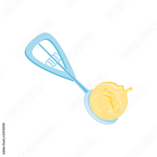 serving spoon with ice cream isolated icon