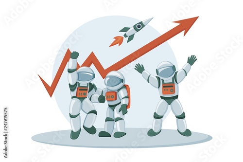 Advance business investment concept banner with astronauts characters © Andrew