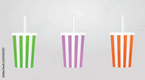 Disposable colorful cups set. vector illustration