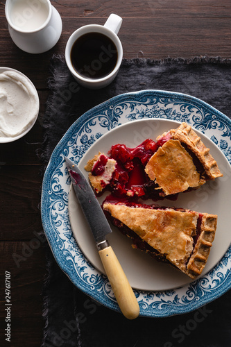 Wallpaper Mural Slice of cherry pie with coffee and cream Torontodigital.ca