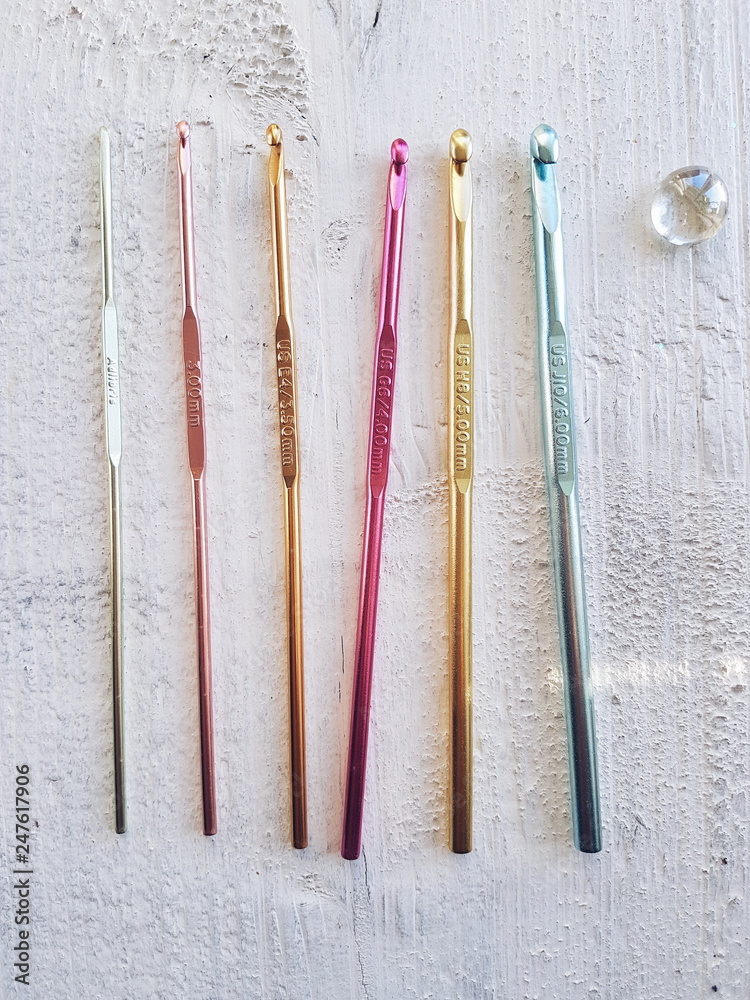 Crochet needles in different sizes Crochet needles in different sizes