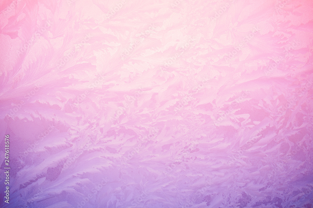 Obraz premium Frost drawing on window glass, snowflake ornament after anomaly ice cold