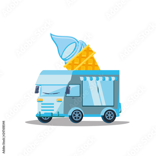 ice cream car isolated icon