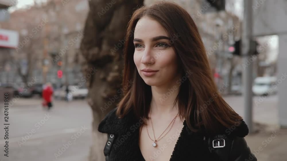 Woman walks alone on the fresh air, slowmotion Woman walks alone on the fresh air, slowmotion