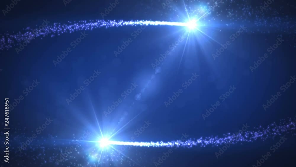 Motion graphics background displaying two comets coming closing together and resulting in Big Bang explosion