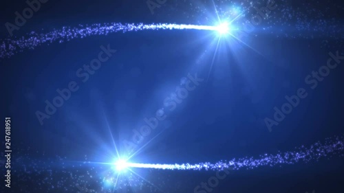 Motion graphics background displaying two comets coming closing together and resulting in Big Bang explosion