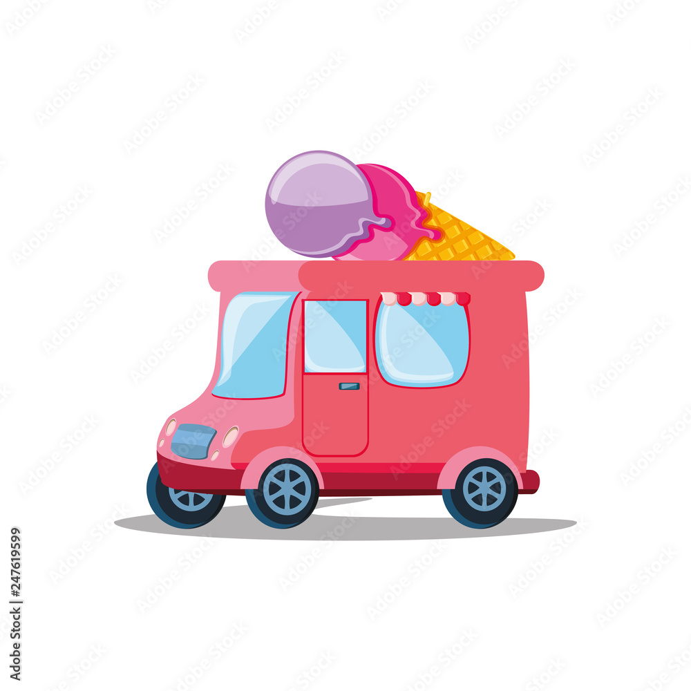 ice cream car isolated icon