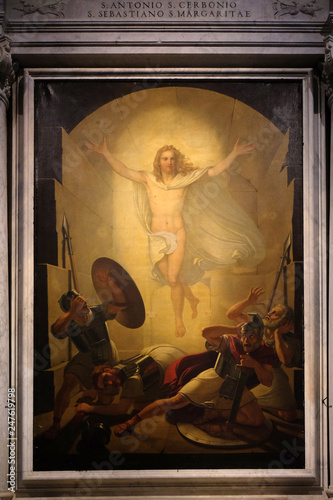 Altarpiece depicting Resurrection of Christ, work by Michele Ridolfi in Cathedral of St.Martin in Lucca, Italy photo