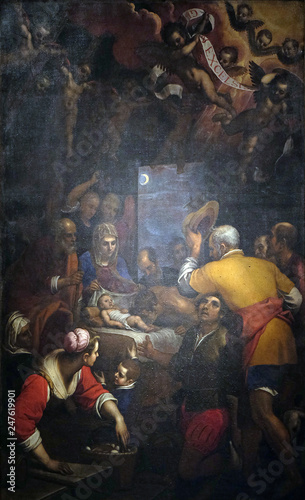 Altarpiece depicting Adoration of the Shepherds, work by Domenico Cresti in Cathedral of St.Martin in Lucca, Italy