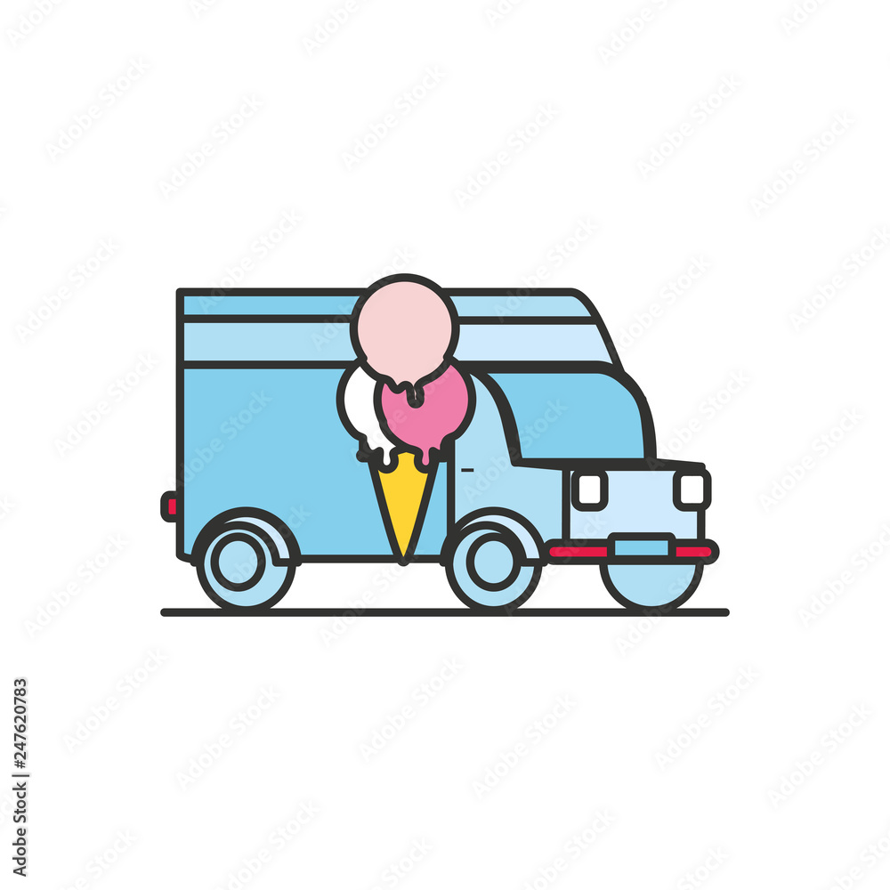 ice cream car isolated icon