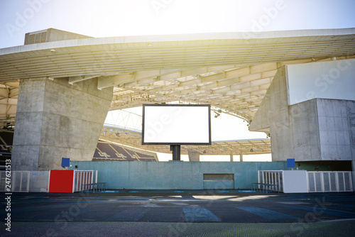 Stadium Billboard with Blank White Isolated Clipping Path