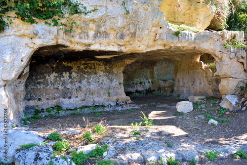 archaeological area of ispica quarry, modica sicily italy photo