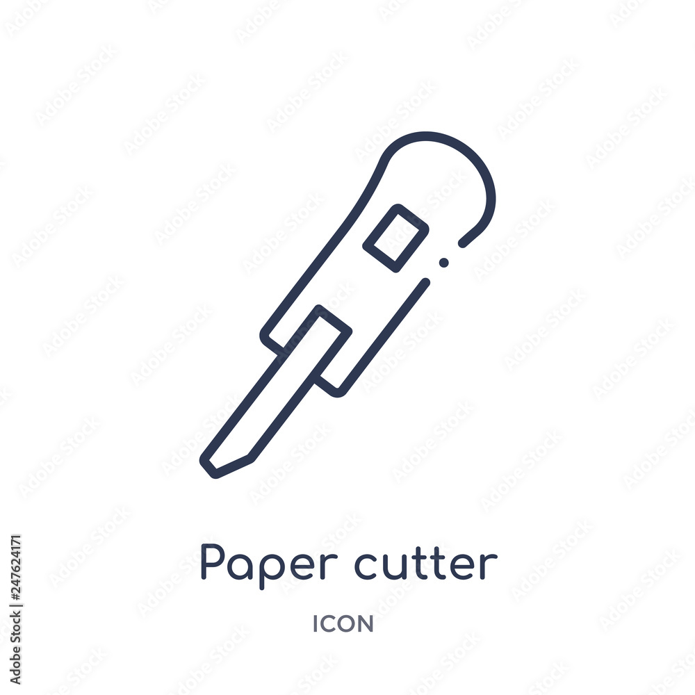 paper cutter icon from tools and utensils outline collection. Thin line paper cutter icon isolated on white background. paper cutter icon from tools and utensils outline collection. Thin line paper cutter icon isolated on white background.