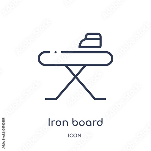 iron board icon from tools and utensils outline collection. Thin line iron board icon isolated on white background.
