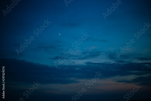 Evening sky with moon. Texture