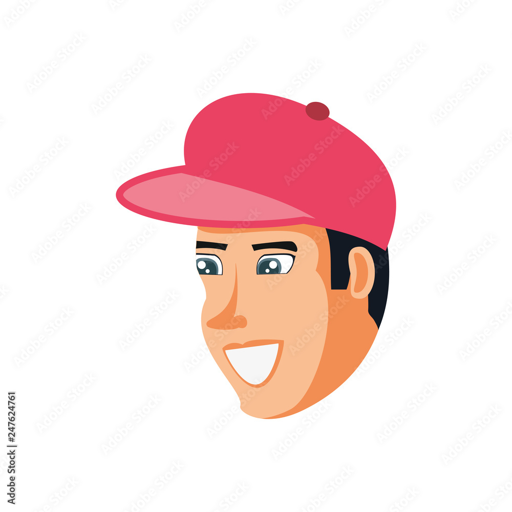 head of man with cap avatar character