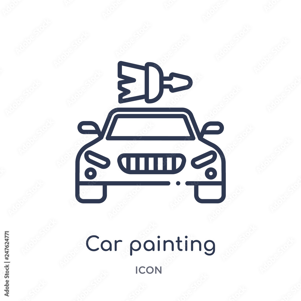car painting icon from transport outline collection. Thin line car painting icon isolated on white background.