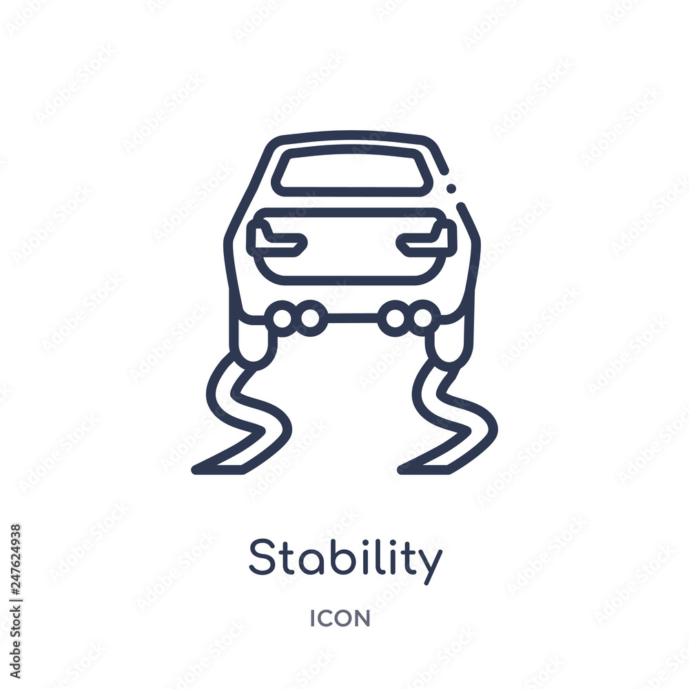 stability icon from transport outline collection. Thin line stability icon isolated on white background. stability icon from transport outline collection. Thin line stability icon isolated on white background.