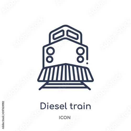 diesel train icon from transport outline collection. Thin line diesel train icon isolated on white background.