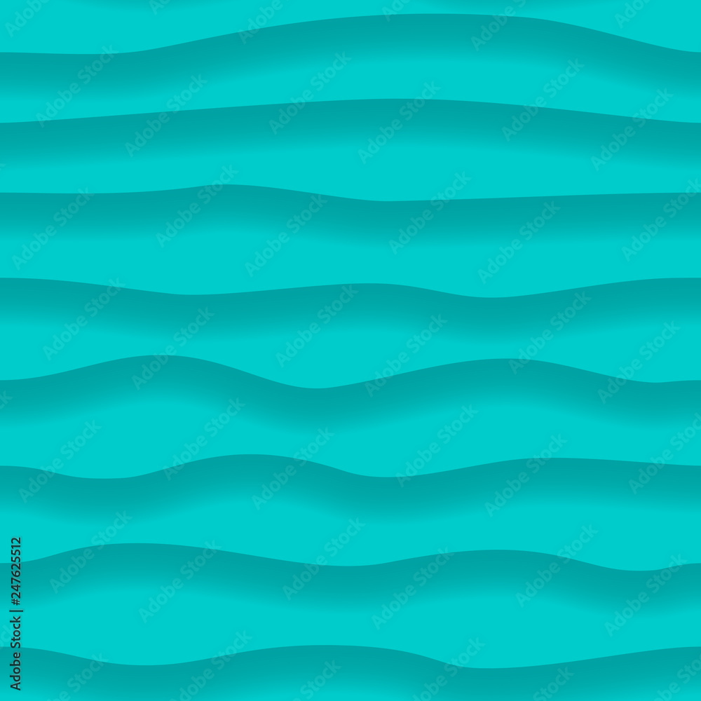 Fototapeta premium Abstract seamless pattern of wavy lines with shadows in light blue colors