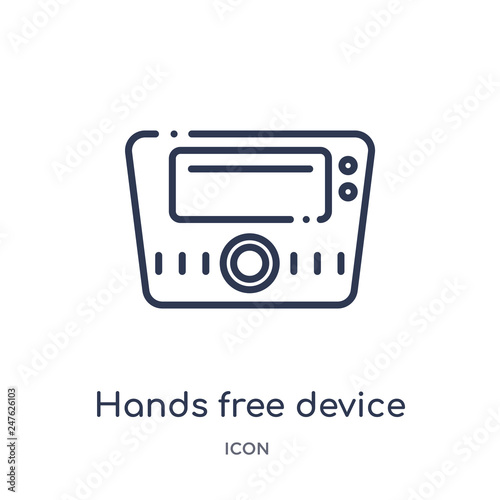 hands free device icon from transport outline collection. Thin line hands free device icon isolated on white background.