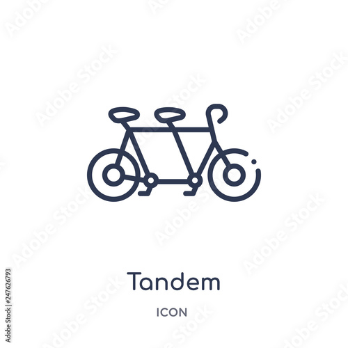 tandem icon from transport outline collection. Thin line tandem icon isolated on white background.
