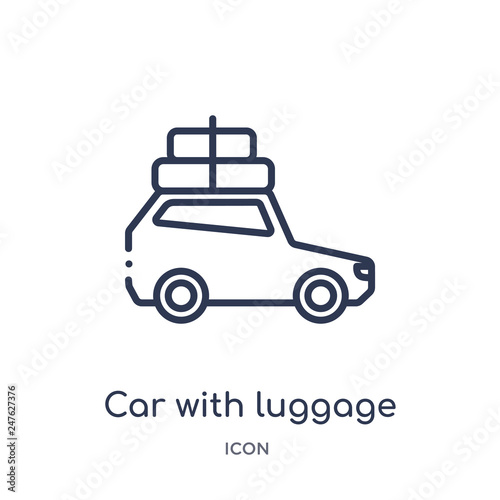 car with luggage icon from transport outline collection. Thin line car with luggage icon isolated on white background.