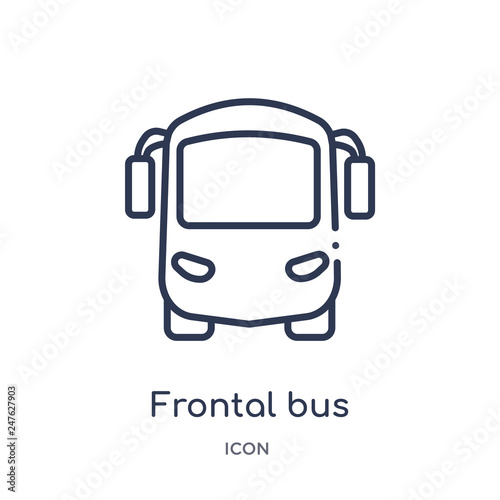 frontal bus icon from transport outline collection. Thin line frontal bus icon isolated on white background.