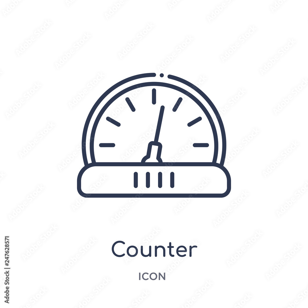 counter icon from transportation outline collection. Thin line counter icon isolated on white background. counter icon from transportation outline collection. Thin line counter icon isolated on white background.
