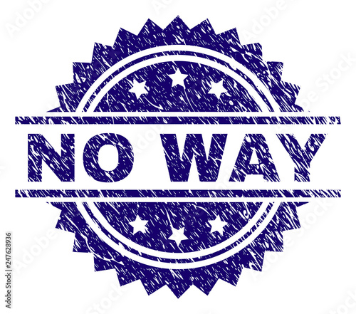 NO WAY stamp seal watermark with distress style. Blue vector rubber print of NO WAY tag with dust texture.
