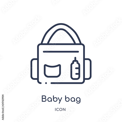 baby bag icon from travel outline collection. Thin line baby bag icon isolated on white background.