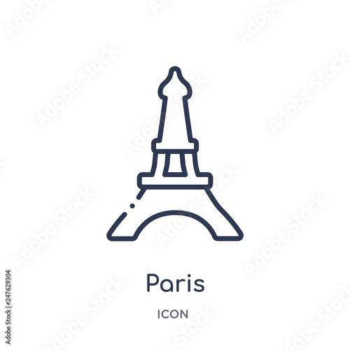 paris icon from travel outline collection. Thin line paris icon isolated on white background.
