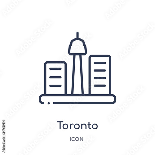 toronto icon from travel outline collection. Thin line toronto icon isolated on white background.