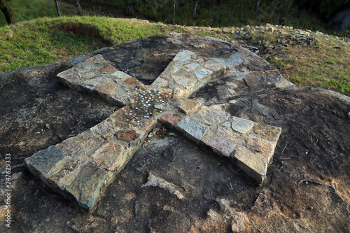 Cross in Khami ruins, Zimbabwe photo