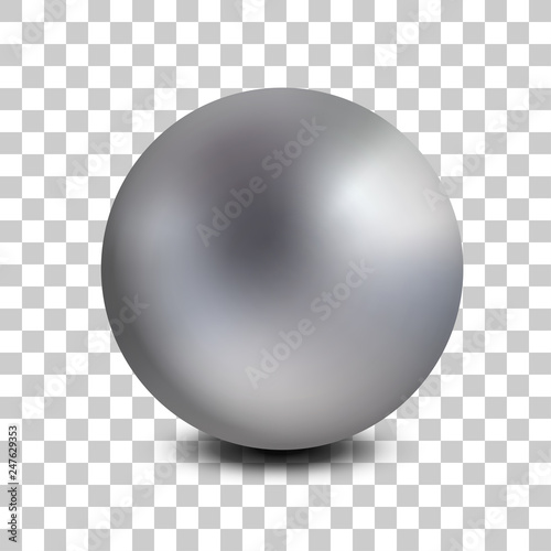 Chrome matt metal ball realistic isolated. Spherical 3D orb. Jewelry gemstone. Vector Illustration.