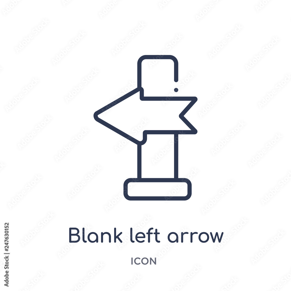 blank left arrow icon from user interface outline collection. Thin line blank left arrow icon isolated on white background. blank left arrow icon from user interface outline collection. Thin line blank left arrow icon isolated on white background.
