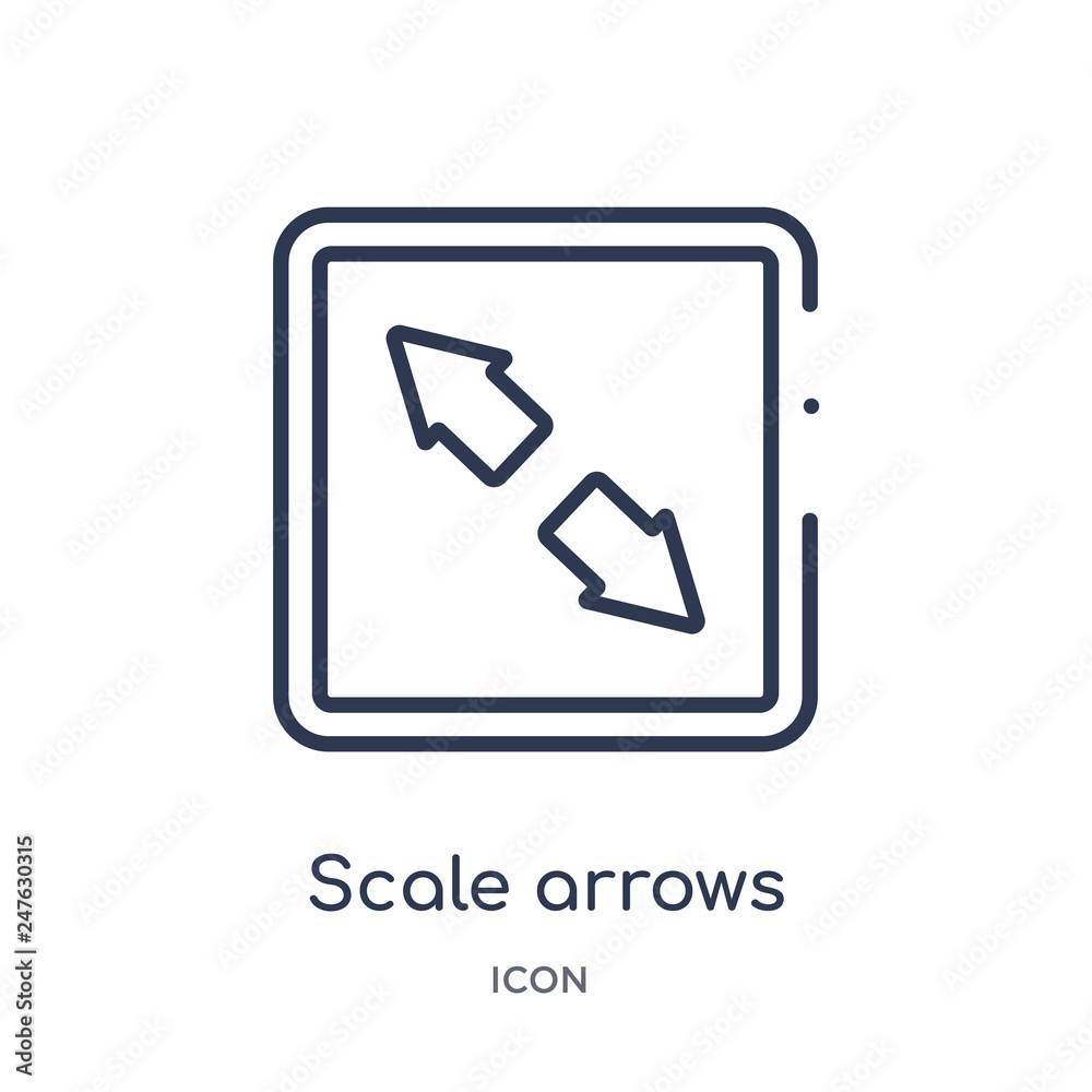 scale arrows icon from user interface outline collection. Thin line scale arrows icon isolated on white background. scale arrows icon from user interface outline collection. Thin line scale arrows icon isolated on white background.