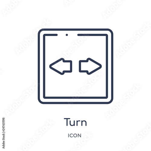 turn icon from user interface outline collection. Thin line turn icon isolated on white background.