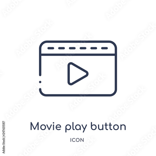 Free Download movie play button icon from user interface outline collection. Thin line movie play button icon isolated on white background. - GFXLoad