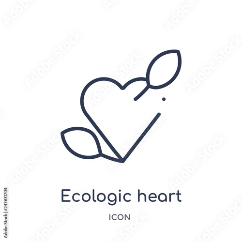 ecologic heart icon from user interface outline collection. Thin line ecologic heart icon isolated on white background.