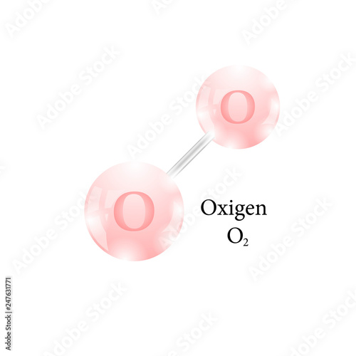 Molecule of Oxigen. Chemical Element of the Periodic Table Isolated on White Background