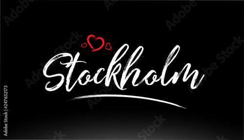 Photography stockholm city hand written text with red heart logo
