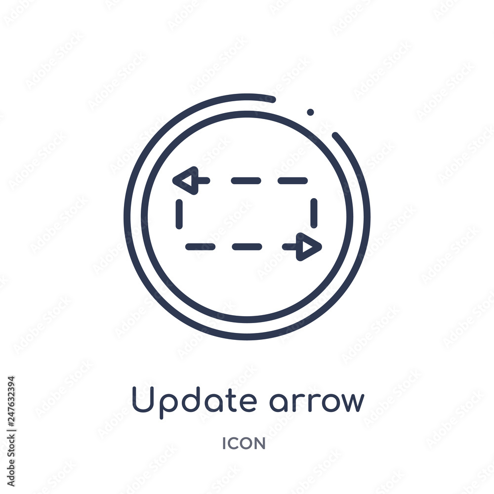 update arrow with broken icon from user interface outline collection. Thin line update arrow with broken icon isolated on white background. update arrow with broken icon from user interface outline collection. Thin line update arrow with broken icon isolated on white background.
