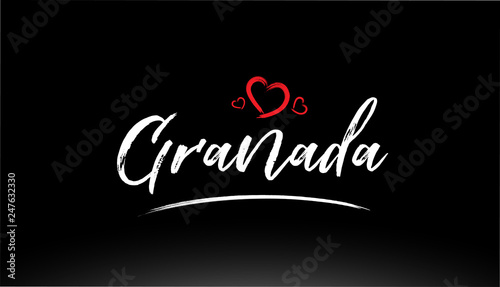 granada city hand written text with red heart logo