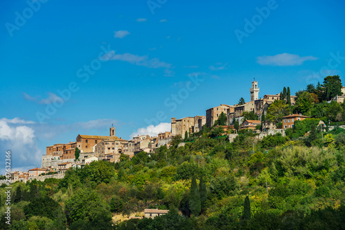 Medieval old italian city on the top of the hill, Tuscany