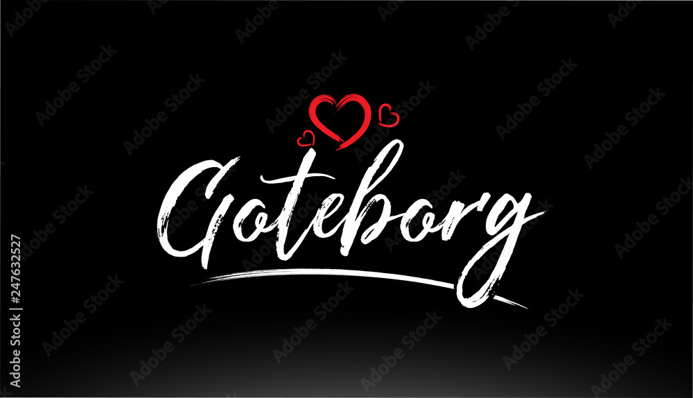 goteborg city hand written text with red heart logo