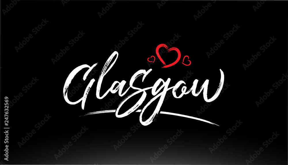 glasgow city hand written text with red heart logo